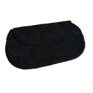 Black Beaded 1950s Vintage Clutch from Japan